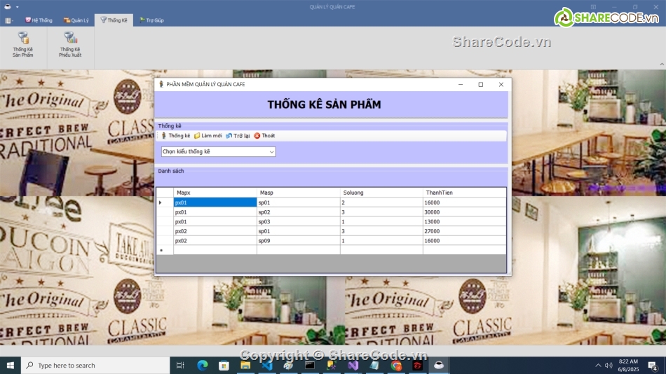 quản lý cafe,C#,winform,C# Cafe Báo Cáo,c# cafe,Cafe